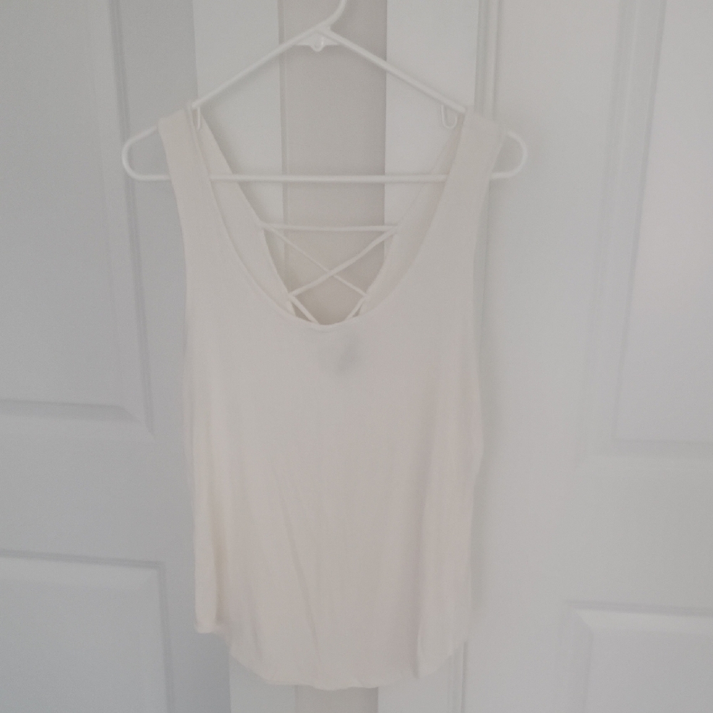 Ambiance Cream Tank Top with Crisscross Back